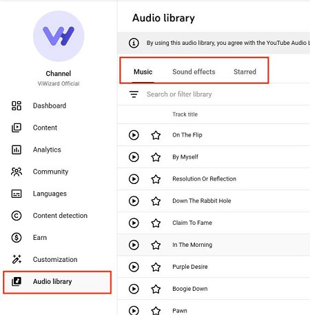 access youtube audio library