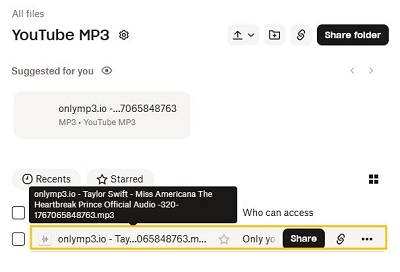 add youtube mp3 to dropbox from onlymp3