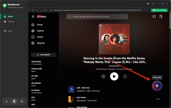 add youtube music to noteburner