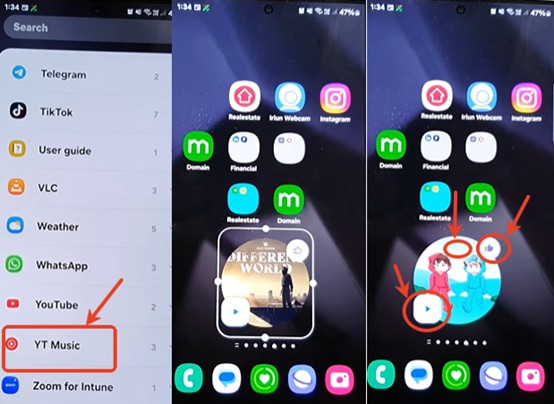 add youtube music widget on android