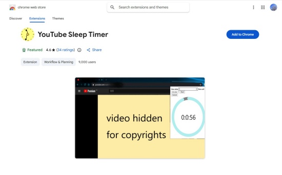 add youtube sleep timer to chrome