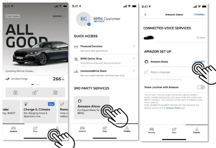 alexa set my bmw app