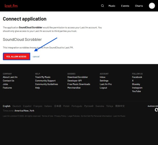 allow last fm to access soundcloud
