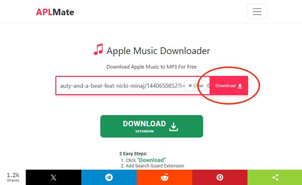 aplmate paste url from apple music