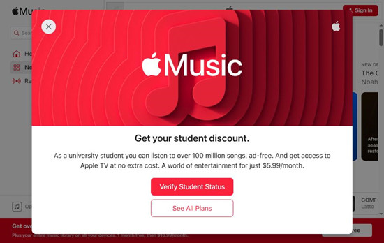 apple music get your student discount