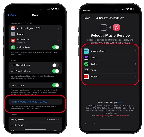 apple music transfer music from other services