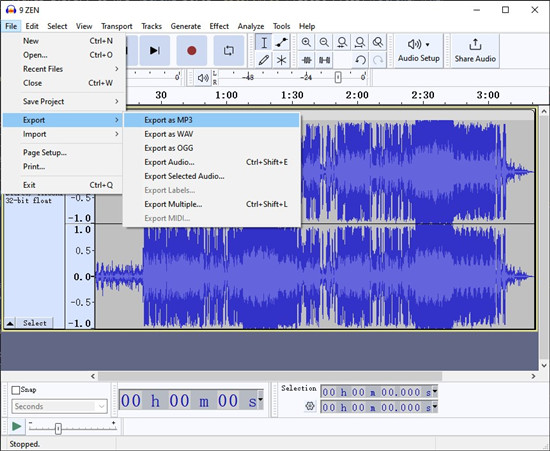 audacity file export audio as mp3