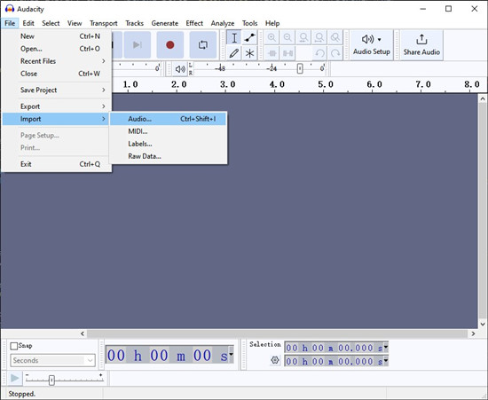 audacity file import audio