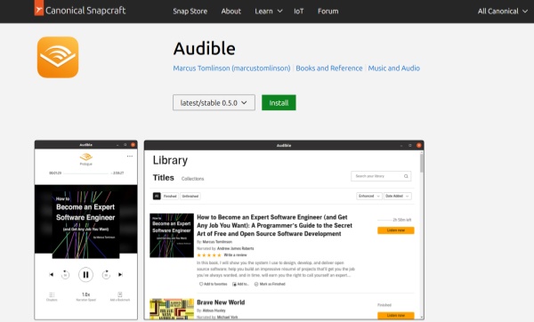 audible for linux on snap