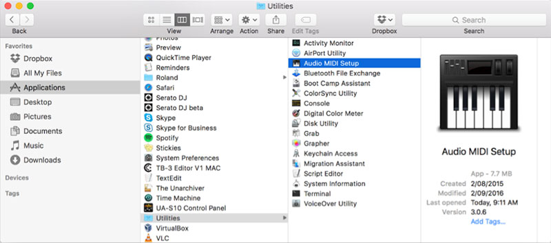 audio midi setup on mac