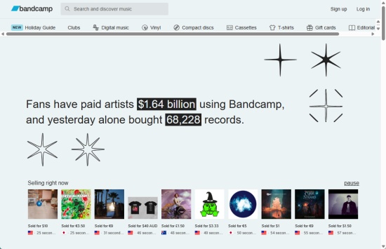 bandcamp interface