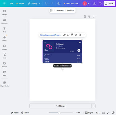 canva instagram post embed spotify player