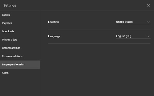change location in youtube web