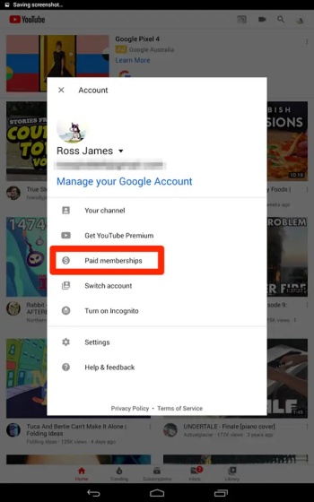 check paid membership on youtube
