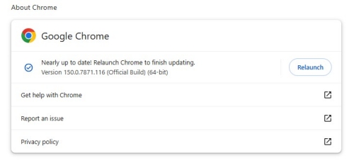 choose about chrome to update chrome