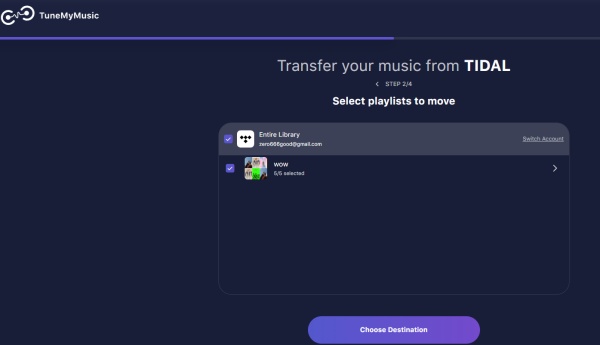 choose destination tunemymusic