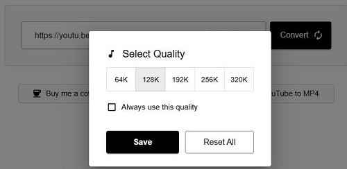 choose quality on ezmp3