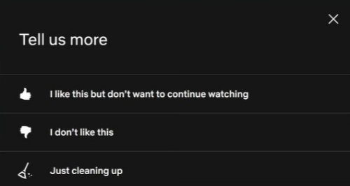 choose why to delete the title from netflix continue watching