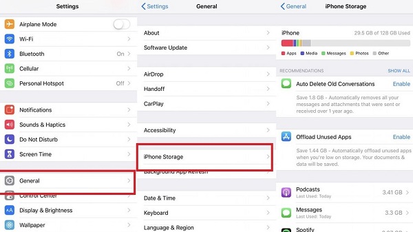 clean iphone storage