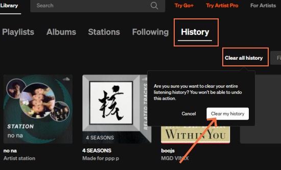 clean soundcloud history