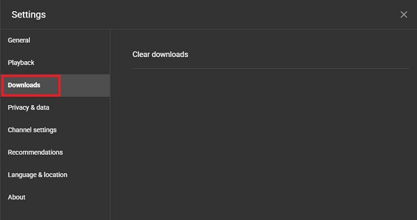 clear youtube downloads stored on web player