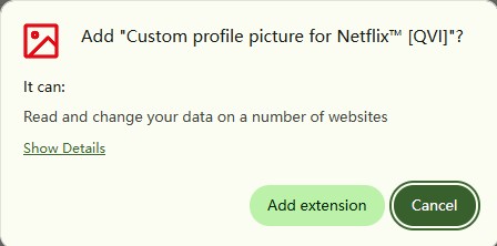 click add extension to install the extension for netflix profile pic