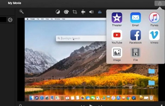 click export file on imovie