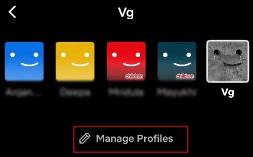 click manage profiles to change netflix profile pic on mobile