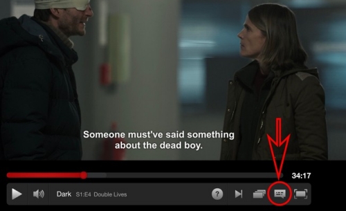 click the subtitles icon to open netflix subtitles menu