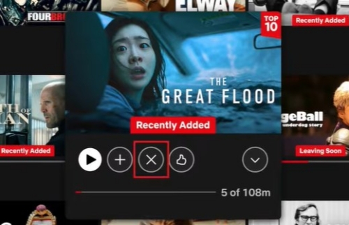 click the x icon to delete the title from netflix continue watching on desktops