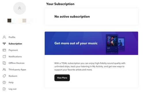 click view plans to browse tidal plans
