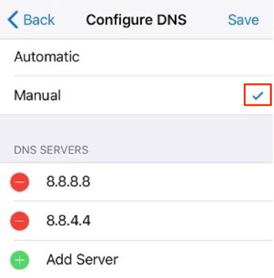 configure dns iphone