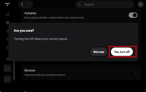 confirm your choice to turn off ai content on tidal
