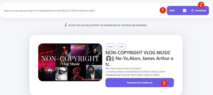 convert youtube to wav using y2down