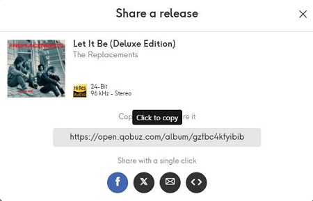 copy music link from qobuz