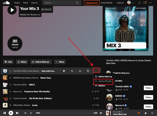 create a soundcloud playlist with a single track