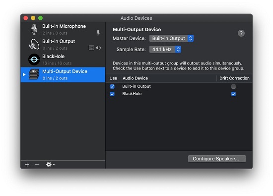 create multi output device on mac