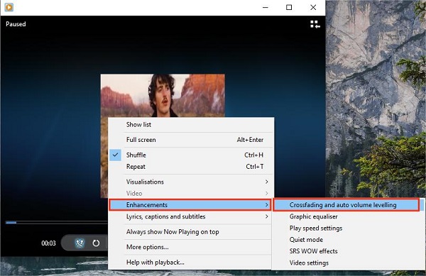 crossfade in windows media player