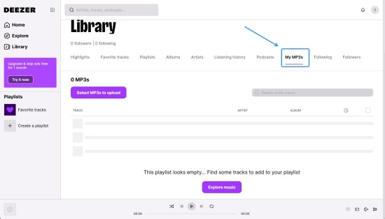 deezer library my mp3s on web