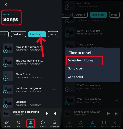 delete download amazon music mobile