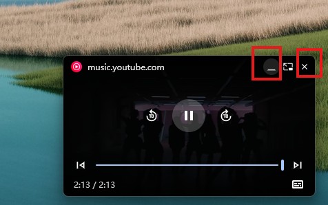 disable youtube music mini player on web