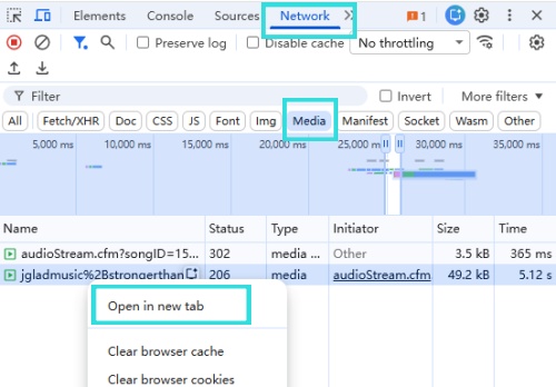 download soundclick via devtool