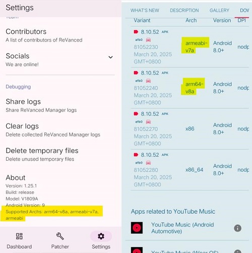 download youtube music revanced compatible version