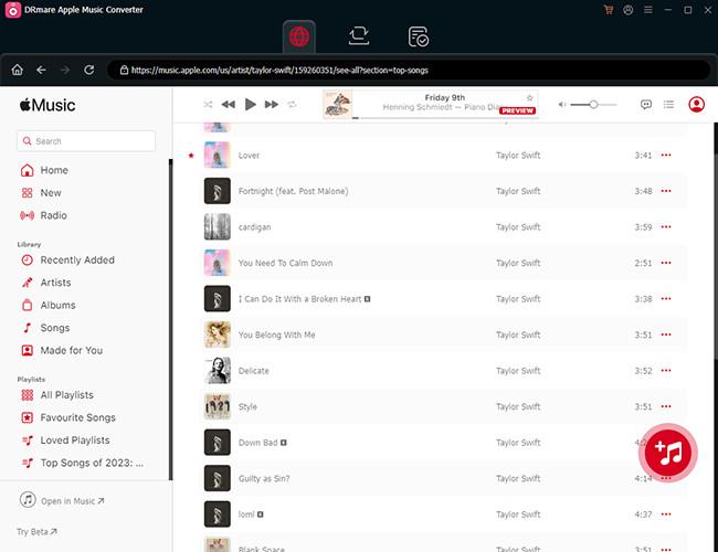drmare apple music converter add music