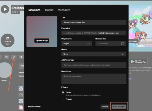 edit soundcloud playlist