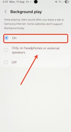 enable samsung internet background audio