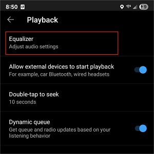 eq settings in youtube music