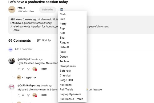 equalizer for youtube extension