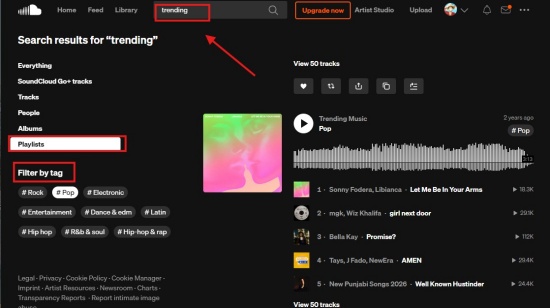 explore trending playlists on soundcloud