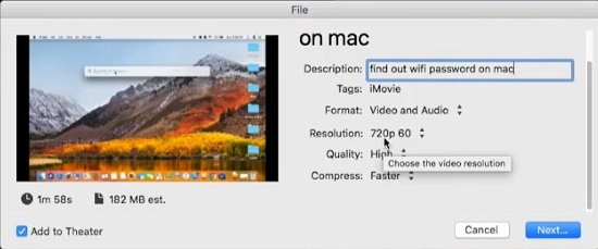 export video on imovie